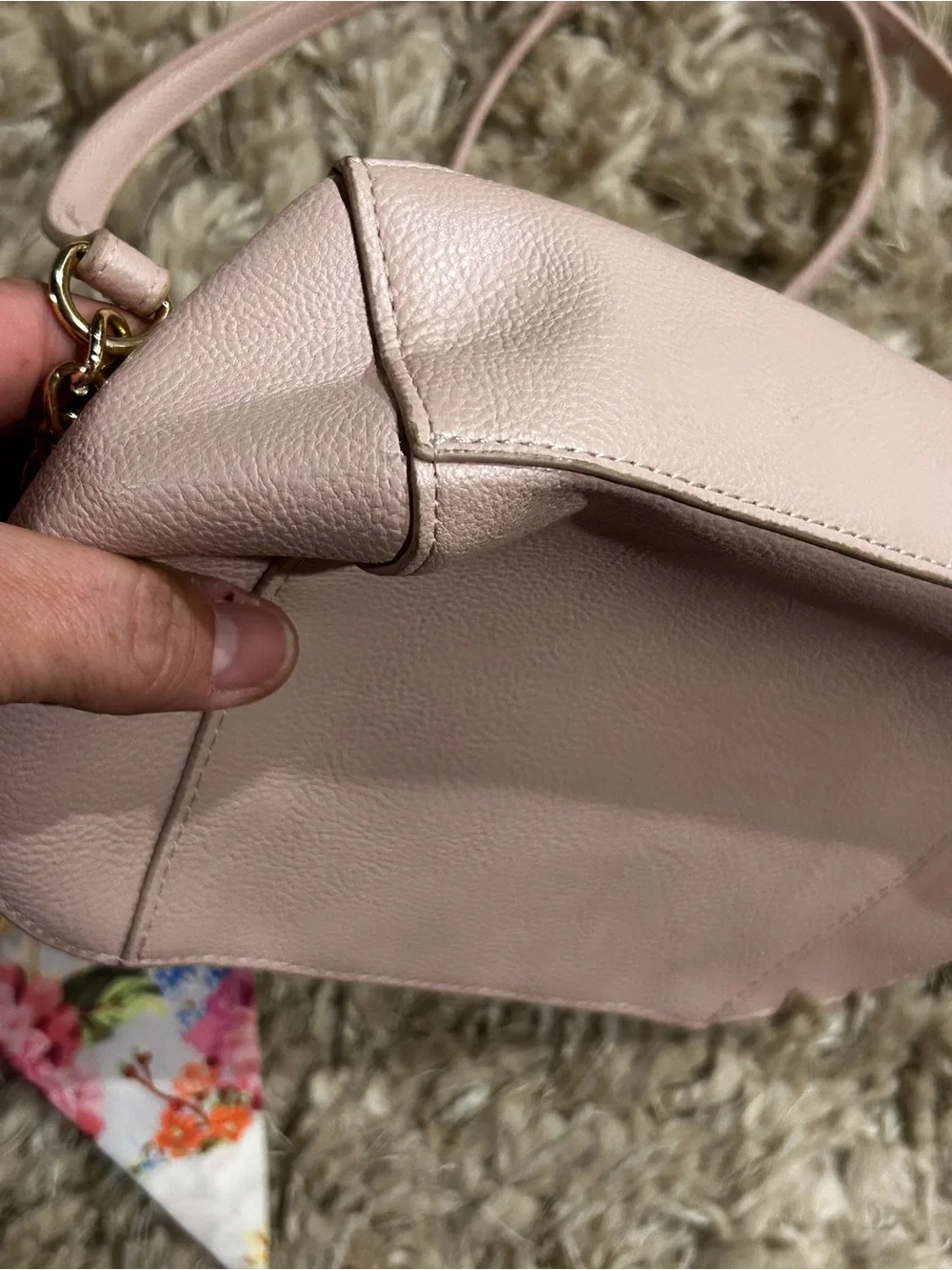 Betsey Johnson Blush Pink XO Anaya Crossbody Bag with Floral Scarf Accent